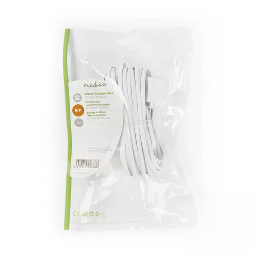 Cablu extensie telefonie RJ11 tata - RJ11 mama 10m alb Nedis