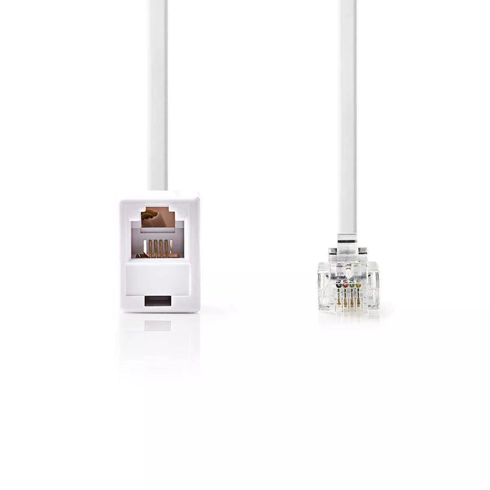 Cablu extensie telefonie RJ11 tata - RJ11 mama 10m alb Nedis