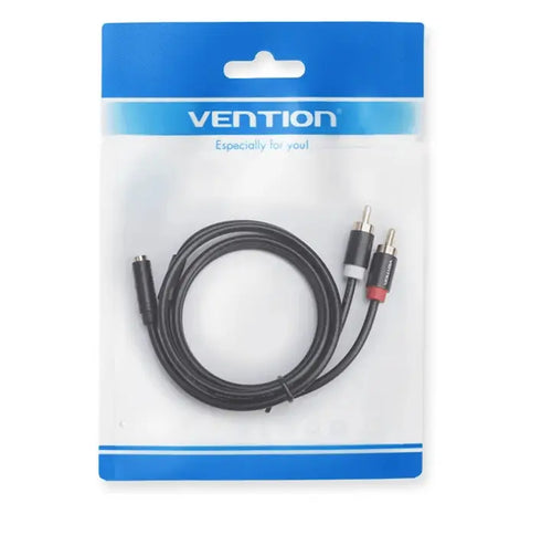 Cablu Jack 3.5 mm mama - 2x RCA tata 1m aurit negru Vention VAB-R01-B100