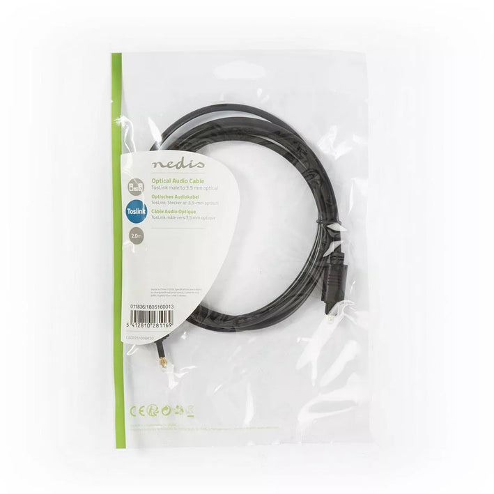 Cablu optic Nedis TosLink tata - mini optic 3.5 mm tata 2m negru