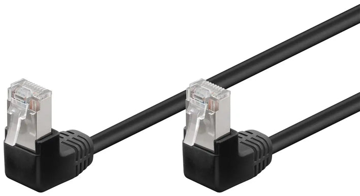 Cablu Patch CAT5e 2x RJ45 90 FTP 0.25m negru pentru Conectare retea /Protectie la Interferente 96076 Goobay