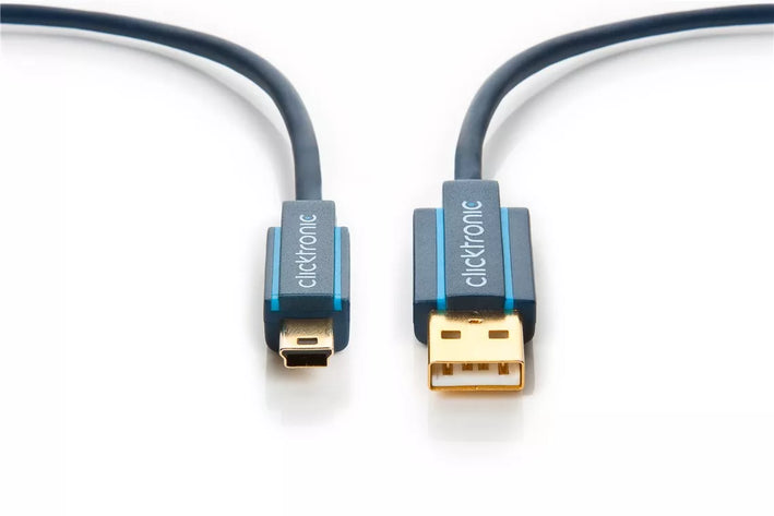 Cablu Profesional 1m mini USB 2.0 - USB Hi-Speed 480Mbit/s OFC cupru fara oxigen aurit Clicktronic