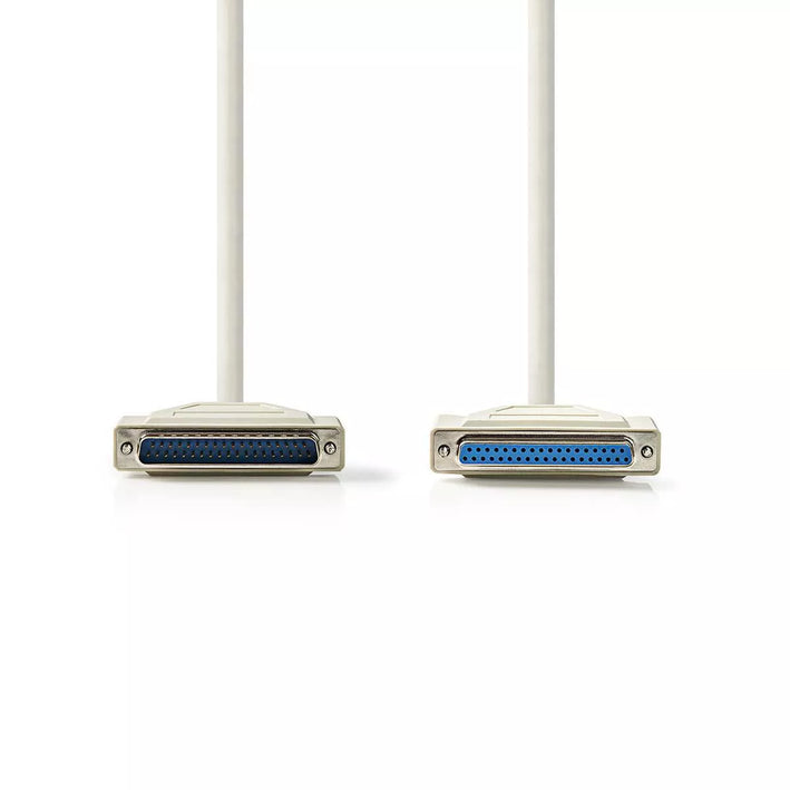 Cablu serial 25pini D-Sub tata - D-Sub 25pini mama 3m crem Nedis