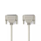Cablu serial 25pini D-Sub tata - D-Sub 25pini mama 3m crem Nedis
