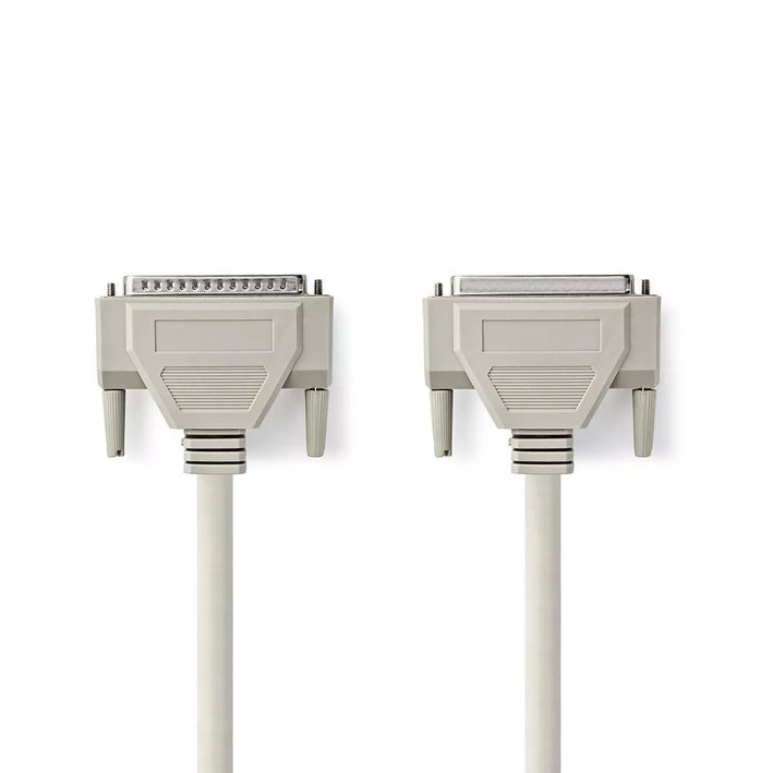 Cablu serial 25pini D-Sub tata - D-Sub 25pini mama 3m crem Nedis