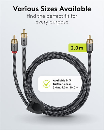 Cablu subwoofer premium flexibil RCA Y 2m RCA tata - 2x RCA tata negru Goobay Plus 65300