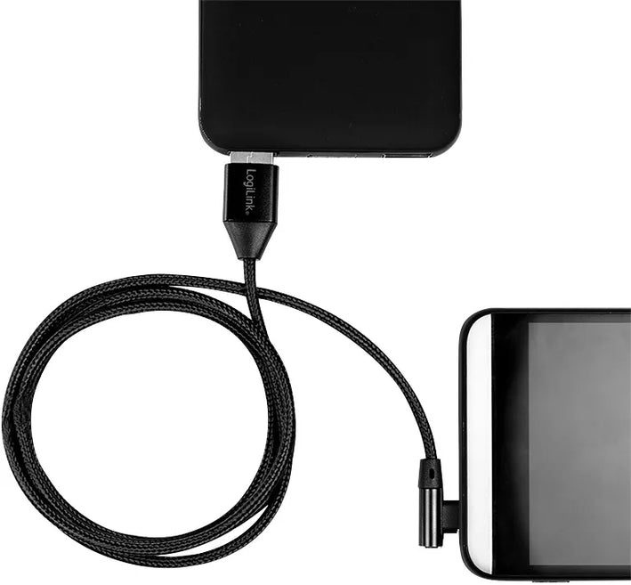 Cablu USB 2.0 A mufa - USB Type C mufa in unghi 1m negru LOGILINK CU0138