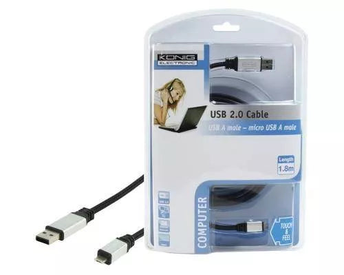 Cablu USB 2.0 A tata - Micro USB A tata 1.8m Konig