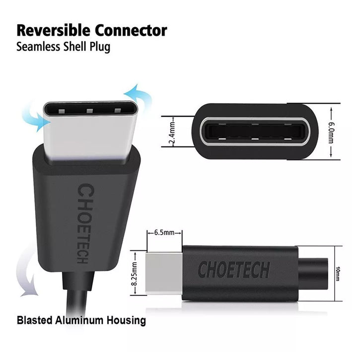 Cablu USB-A - USB TYPE C 3m 2.4A negru Choetech AC0004