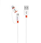Cablu USB Skross Essentials Line 2 in 1 cu conector micro USB - lightning alb 1m