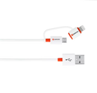 Cablu USB Skross Essentials Line 2 in 1 cu conector micro USB - lightning alb 1m