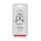Cablu USB Skross Essentials Line 2 in 1 cu conector micro USB - lightning alb 1m