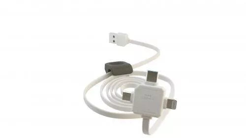 Cablu USB Type C micro USB Lightning 1.5m alb Allocacoc