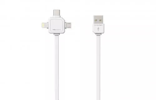 Cablu USB Type C micro USB Lightning 1.5m alb Allocacoc