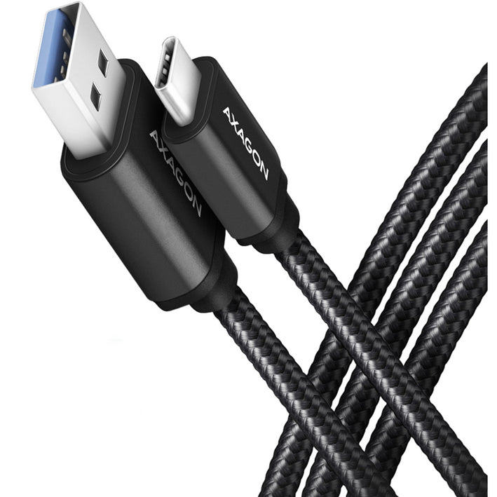 Cablu USB type C - USB-A 2m USB 3.2 Gen1 3A impletit negru Axagon BUCM3-AM20AB