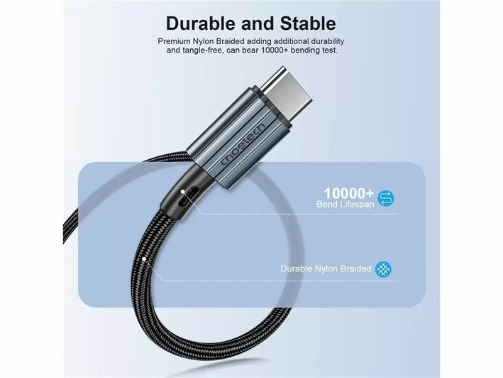 Cablu USB type C - USB type C PD 60W 3A 2m negru textil Choetech XCC-1015-BK
