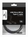 Cablu USB2.0 B micro mufa USB type C mufa 1.8m negru GEMBIRD CCP-USB2-MBMCM-6