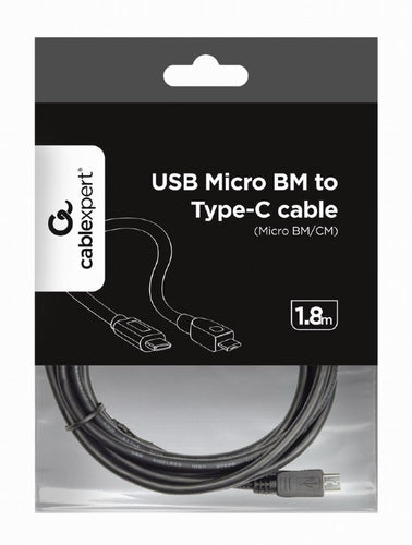 Cablu USB2.0 B micro mufa USB type C mufa 1.8m negru GEMBIRD CCP-USB2-MBMCM-6