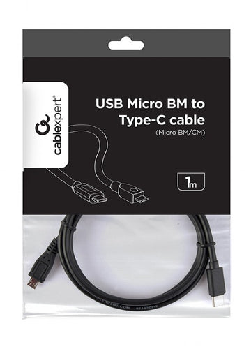 Cablu USB2.0 B micro mufa - USB type C mufa 1m negru PVC GEMBIRD CCP-USB2-MBMCM-1M