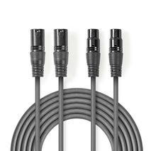 Cablu XLR stereo Premium Nedis 3m 2x XLR 3-pini tata - 2x XLR 3-pini mama gri COTH15030GY30