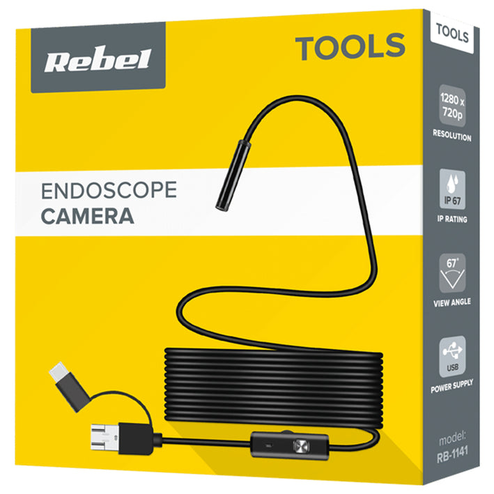 Camera inspectie endoscop 1280x720p IP67 USB/Micro USB/USB type C android/windows REBEL RB-1141