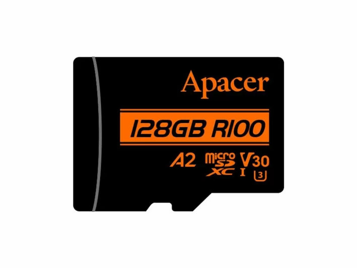 Card microSDXC UHS-I U3 V30 A2 Apacer 128GB R100 cu adaptor SD AP128GMCSX10U8-R