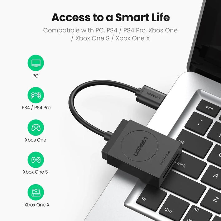 CARD READER extern Ugreen CR127 20250 interfata USB 3.0 citeste /scrie SD /microSD 5Gbps negru