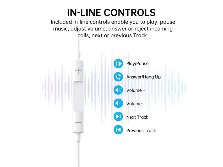 Casti In-Ear cu fir Choetech OC-A011-WH USB-C microfon reglare volum silicon alb