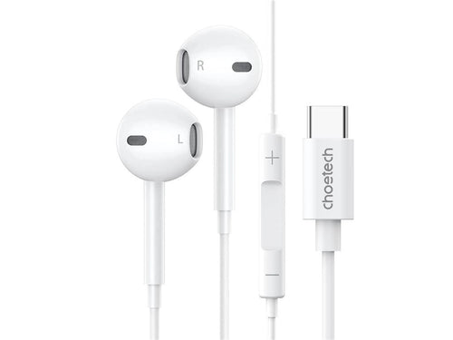 Casti In-Ear cu fir Choetech OC-A012-WH USB-C microfon reglare volum alb EARPHONE-OCA012-CHO