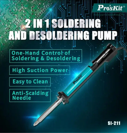 Ciocan de lipit si pompa de fludor pentru dezlipit 2in1 40W 27cm SI-211B Pro'sKit