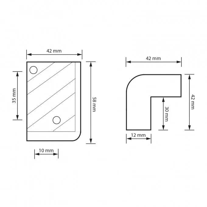 Coltar de protectie pentru incinte acustice 58x42x42mm