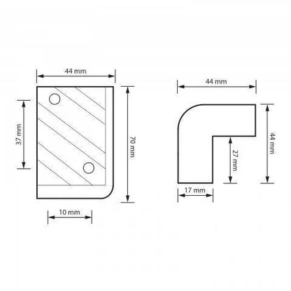 Coltar de protectie pentru incinte acustice 70x44x44mm