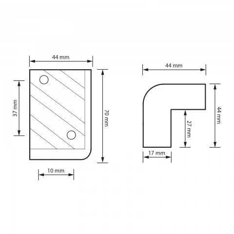 Coltar de protectie pentru incinte acustice 70x44x44mm