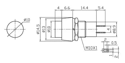 Comutator actionat prin apasare fara retinere OFF-(ON) 1A /250VAC NINIGI PBS-20B-2