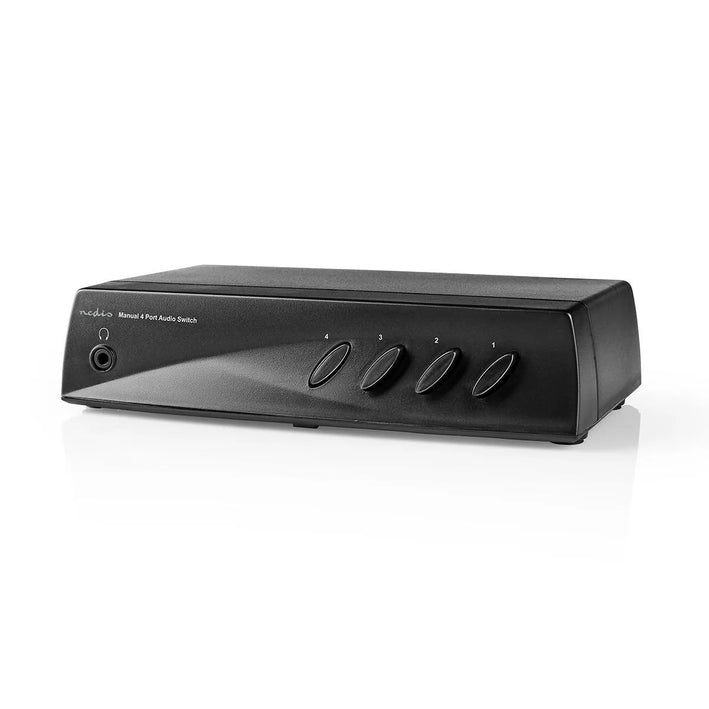 Comutator audio analogic Nedis 4x (2x RCA Stereo mama) - 1x RCA Stereo mama +iesire casti negru