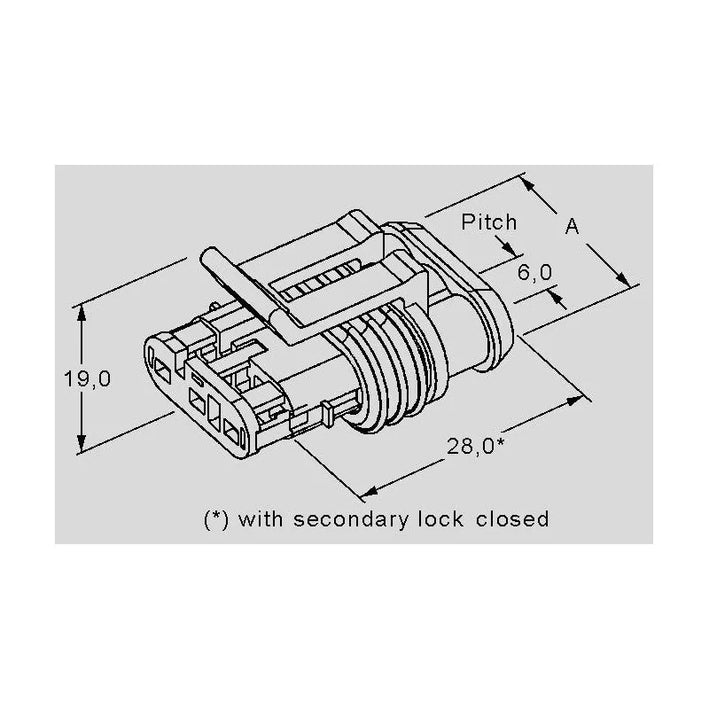 Conector cablu Superseal 1.5 mama mufa 3 pini IP67 TE Connectivity 282087-1
