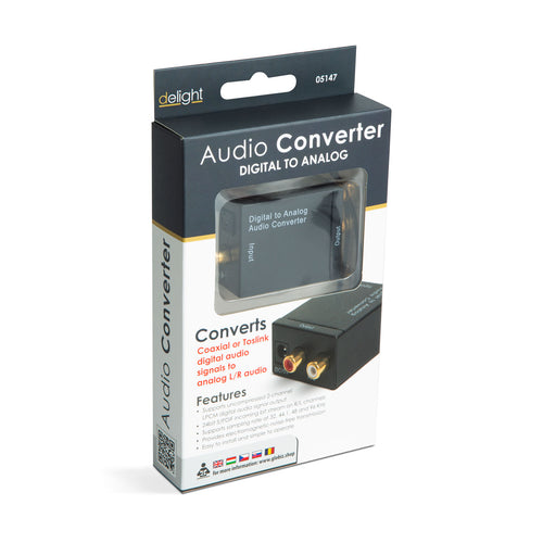 Convertor audio STEREO intrare Toslink/RCA digital la iesire analogic 2x RCA catre amplificator alimentare USB DELIGHT 05147