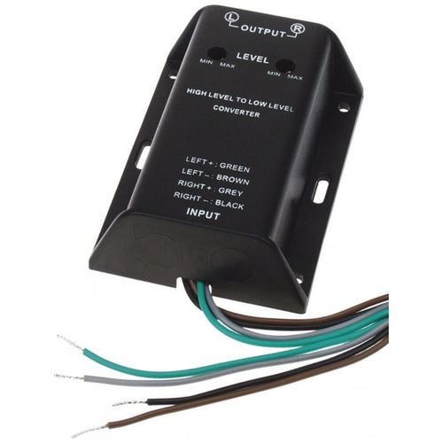 Convertor HI-LOW nivel semnale difuzor la 2x RCA audio aurit 40W intrare cabluri 4CarMedia