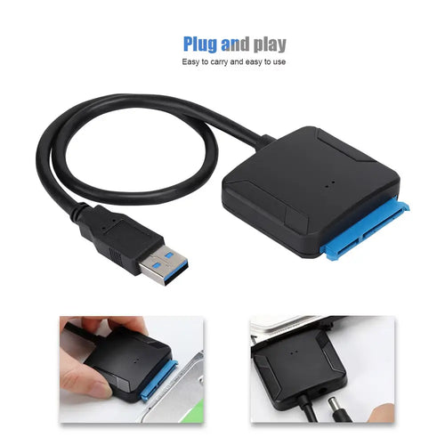 Convertor USB 3.0 la SATA 22pini HDD 2.5" /SSD-uri Plug&Play posibilitate alimentare 12VDC 5.5x2.1mm max.16TB