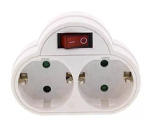 Fisa dubla cu contact protectie si intrerupator 2x SCHUKO Well