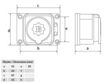 Fisa SCHUKO cauciuc cu capac Bemis BK1-1402-3511 2P+E 16A 250V aparenta IP54