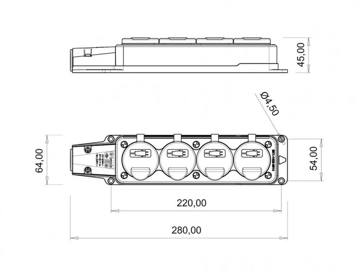 Fisa SCHUKO cauciuc cu capac Bemis BK1-1402-3614 2P+E 4 iesiri 16A 250V IP54