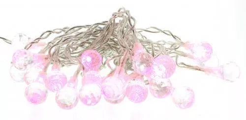 Ghirlanda electrica luminoasa decorativa forma de picatura 20 LEDuri roz cablu transparent WELL