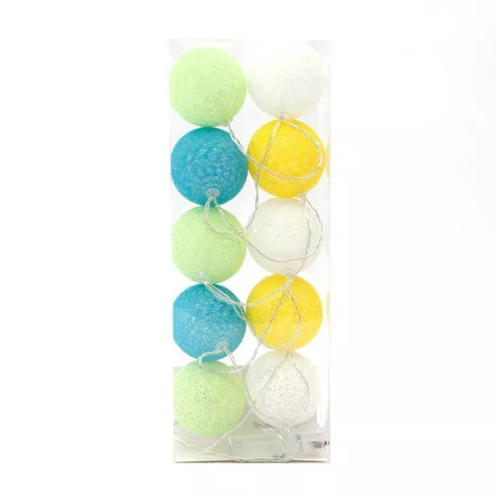 Globuri colorate iluminate LED alb cald decorativ Platinet set 10buc 6cm 1.65m 2x AA 3V