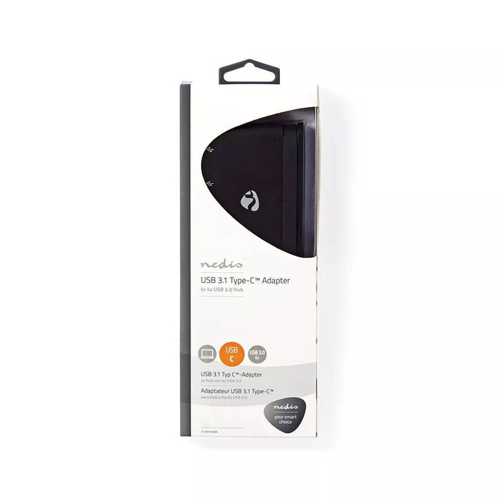 Hub Computer USB Type C - 4x USB 3.0 negru Nedis