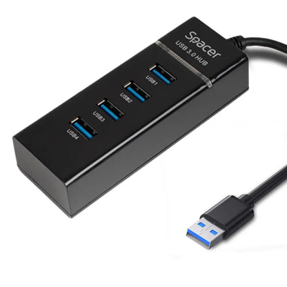 HUB extern SPACER SPH-4USB30-01 porturi USB3.0 x4 conectare prin USB3.0 cablu 1m negru