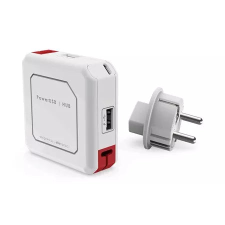 Hub mini USB 2.0 cu 4 porturi alb/rosu Allocacoc PowerUSB HUB