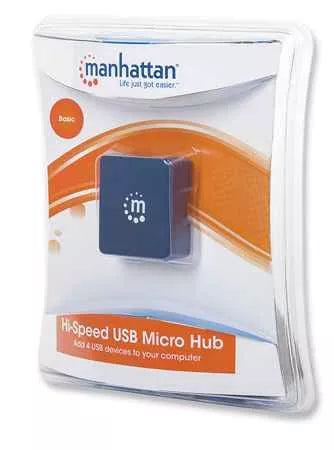 HUB mini USB 2.0 cu 4 porturi albastru 160605 Manhattan