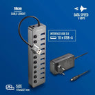 HUB USB 3.0 NGS iHub10 cu 10 porturi si alimentator inclus
