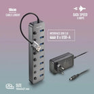 HUB USB 3.0 NGS iHub8 cu 8 porturi si alimentator HUB-IHUB8-NGS
